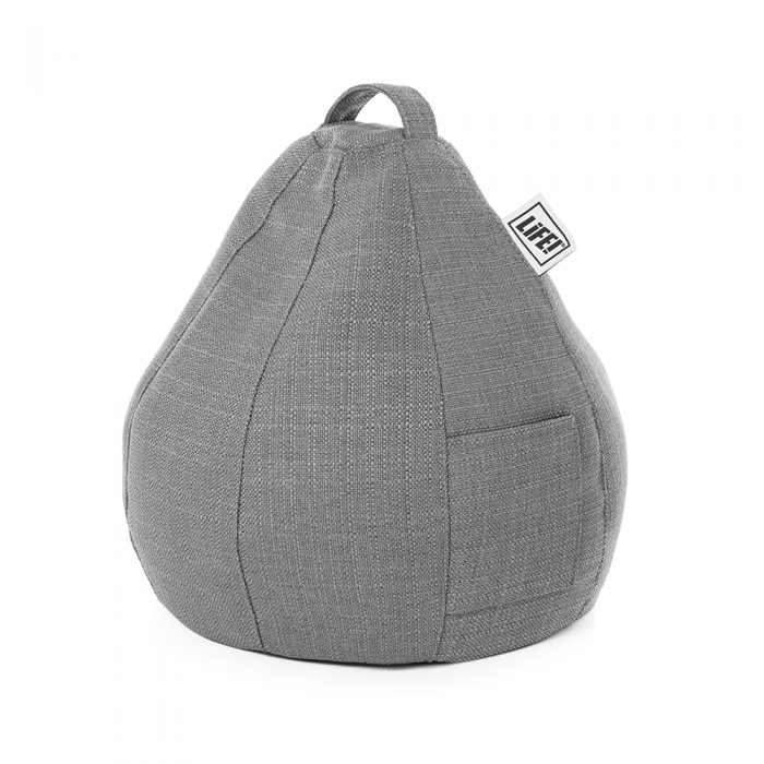 The grey linen look iCrib showing its handle and storage pocket